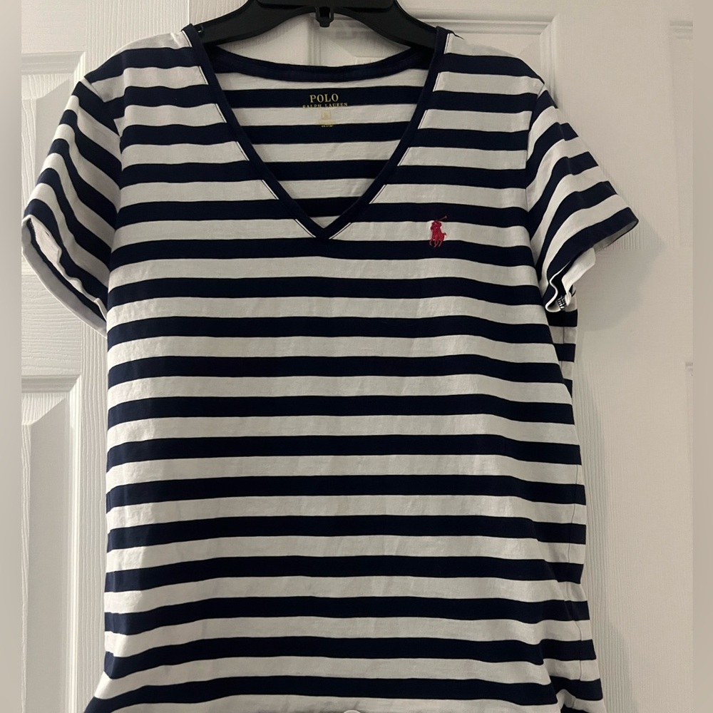 Ralph Lauren Polo black white stripe tee.  Size L. Excellent condition